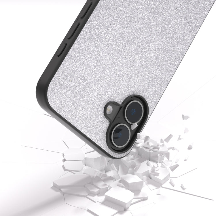 For iPhone 16 Plus Black Frame Glitter Shockproof Phone Case(Silver) - iPhone 16 Plus Cases by buy2fix | Online Shopping UK | buy2fix