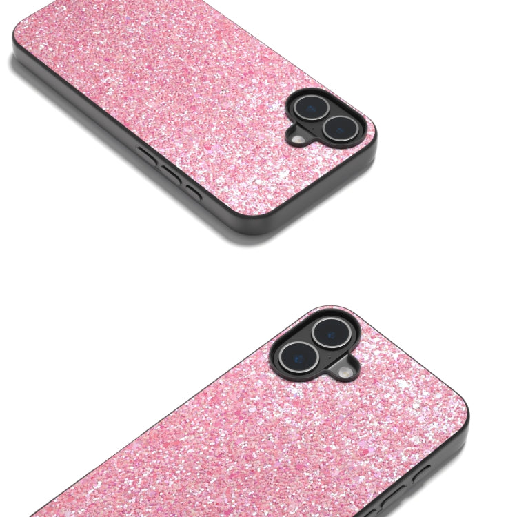 For iPhone 16 Black Frame Colorful Glitter Phone Case(Purple Pink) - iPhone 16 Cases by buy2fix | Online Shopping UK | buy2fix