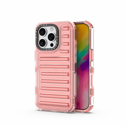 For iPhone 16 Pro High Transparency TPU Hybrid PC Airbag Phone Case(Peach Red) - iPhone 16 Pro Cases by buy2fix | Online Shopping UK | buy2fix