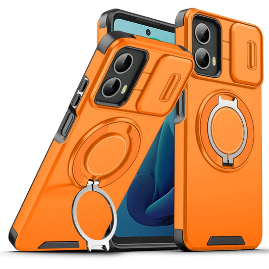 For Motorola Moto G 5G 2024 Sliding Camshield Ring Holder Phone Case(Orange) - Motorola Cases by buy2fix | Online Shopping UK | buy2fix