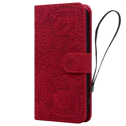 For Google Pixel 9 / 9 Pro Mandala Embossed Dual-Fold Calf Leather Phone Case(Red) - Google Cases by buy2fix | Online Shopping UK | buy2fix