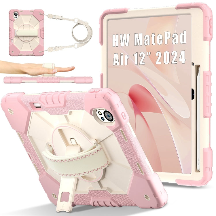 For Huawei MatePad Air 12 2024 Contrast Color Robot Silicone Hybrid PC Tablet Case(Rose Gold Beige) - Huawei by buy2fix | Online Shopping UK | buy2fix