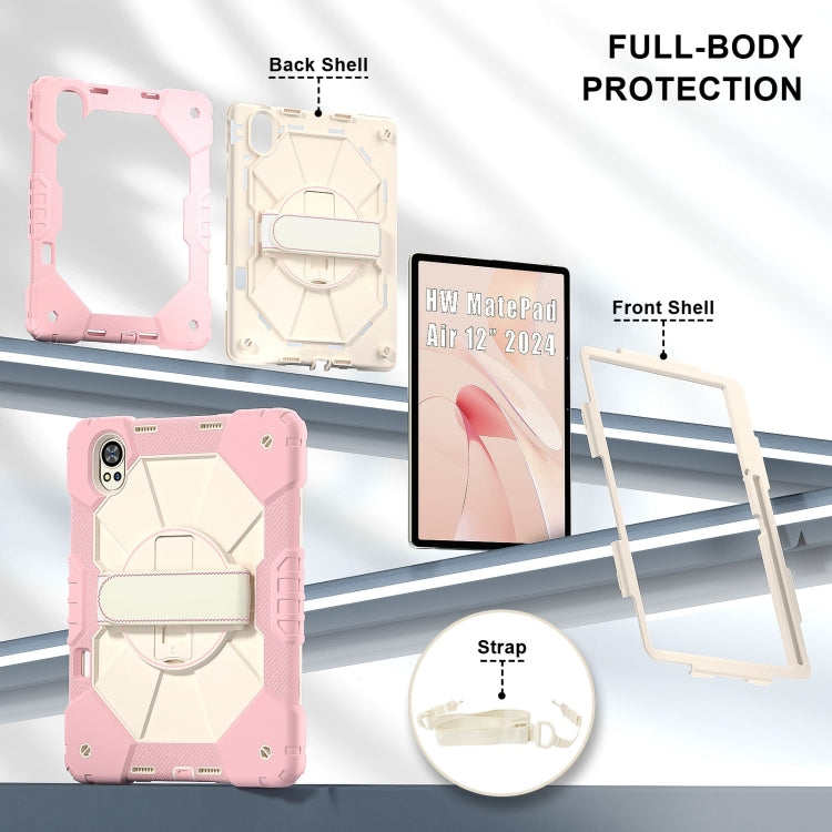 For Huawei MatePad Air 12 2024 Contrast Color Robot Silicone Hybrid PC Tablet Case(Rose Gold Beige) - Huawei by buy2fix | Online Shopping UK | buy2fix