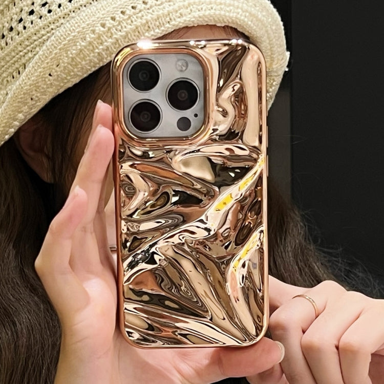 For iPhone 16 Plus Water Ripple Electroplating Paint TPU Phone Case(Bright Gold) - iPhone 16 Plus Cases by buy2fix | Online Shopping UK | buy2fix