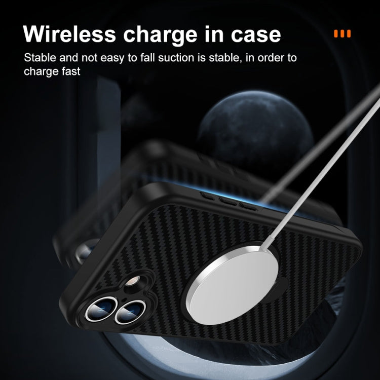 For iPhone 13 Pro Max Carbon Fiber MagSafe 360 Degree Rotating Holder Phone Case(Black) - iPhone 13 Pro Max Cases by buy2fix | Online Shopping UK | buy2fix