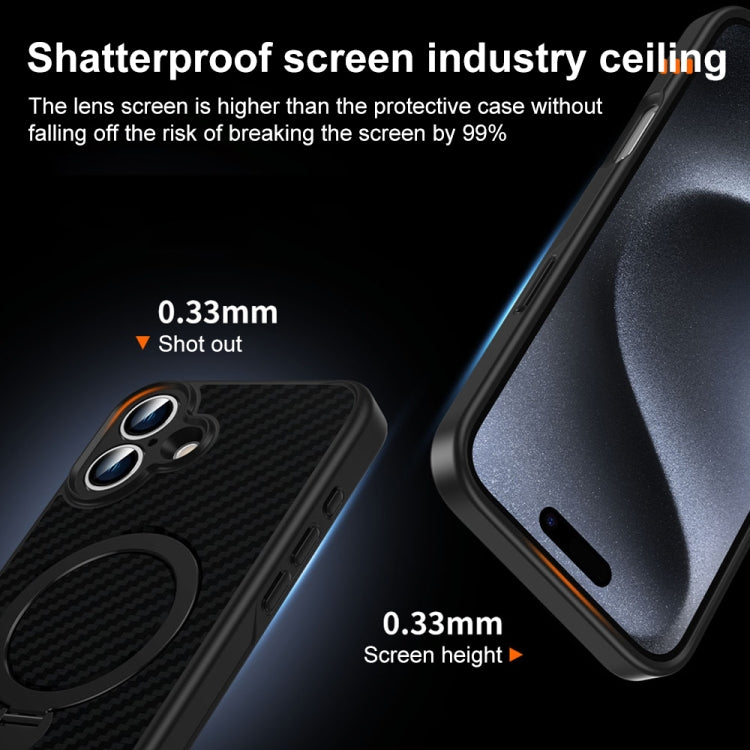 For iPhone 16 Pro Max Carbon Fiber MagSafe 360 Degree Rotating Holder Phone Case(Black) - iPhone 16 Pro Max Cases by buy2fix | Online Shopping UK | buy2fix