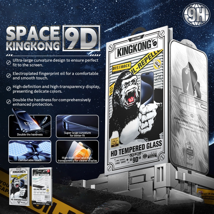 For iPhone 16 Plus / 15 Plus WK WTP-087 Space King Kong 9D Curved HD Tempered Glass Screen Protector - iPhone 16 Plus Tempered Glass by WK | Online Shopping UK | buy2fix