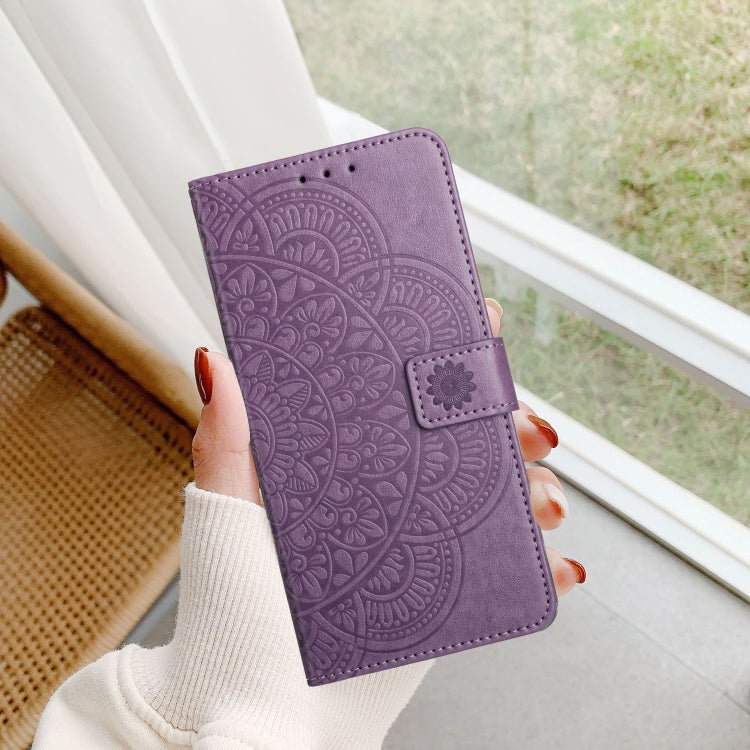 For iPhone 16 Flower Embossed Leather Phone Case(Purple) - iPhone 16 Cases by buy2fix | Online Shopping UK | buy2fix