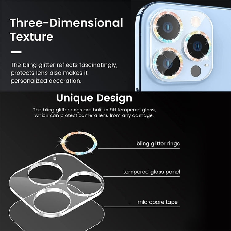 For iPhone 16 Pro / 16 Pro Max Glitter Ring Tempered Glass Camera Lens Film(Black) - iPhone 16 Pro Max Tempered Glass by buy2fix | Online Shopping UK | buy2fix