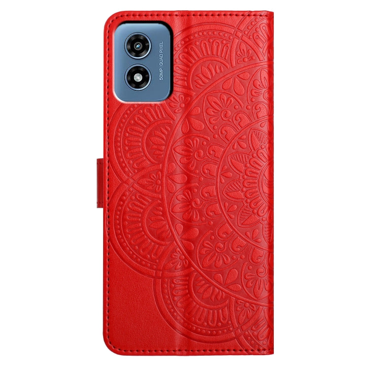 For Motorola Moto G Play 2024 Flower Embossed Leather Phone Case(Red) - Motorola Cases by buy2fix | Online Shopping UK | buy2fix