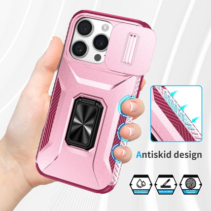 For iPhone 16 Pro Sliding Camshield Holder Phone Case(Pink + Rose Red) - iPhone 16 Pro Cases by buy2fix | Online Shopping UK | buy2fix