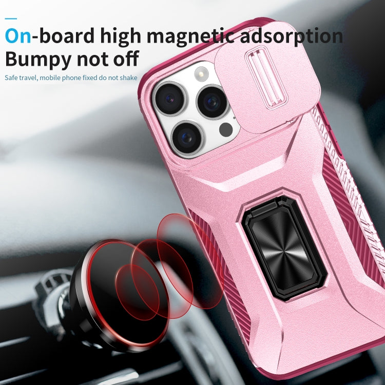 For iPhone 16 Pro Sliding Camshield Holder Phone Case(Pink + Rose Red) - iPhone 16 Pro Cases by buy2fix | Online Shopping UK | buy2fix