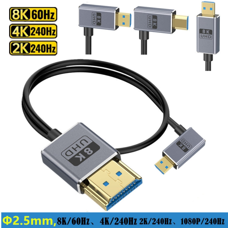 1.2m Coaxial Micro HDMI to HDMI 8K UHD 48Gbps Video Connection Cable, Style:Right Elbow - Cable by buy2fix | Online Shopping UK | buy2fix