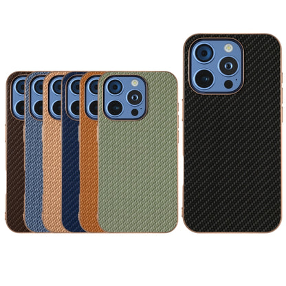 For iPhone 16 Pro Nano Electroplating Carbon Fiber Texture Phone Case(Brown) - iPhone 16 Pro Cases by buy2fix | Online Shopping UK | buy2fix