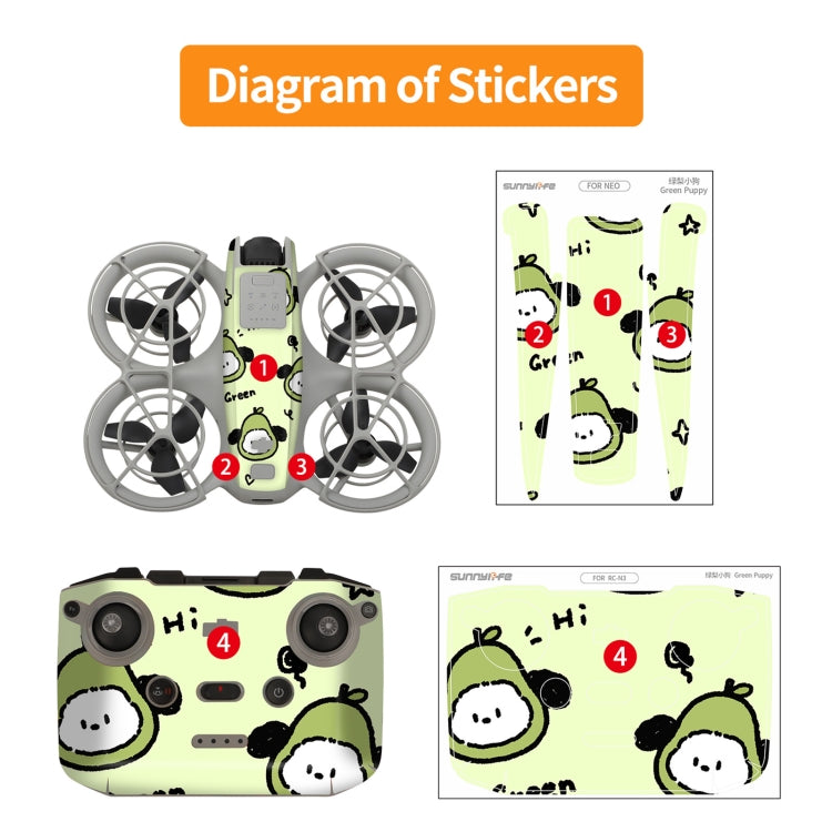 For DJI Neo 2pcs Combo Drone Body Protective Stickers(Dark Camo + Grunge Eyes) - Stickers by Sunnylife | Online Shopping UK | buy2fix