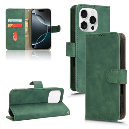 For iPhone 16 Pro Skin Feel Magnetic Flip Leather Phone Case(Green) - iPhone 16 Pro Cases by buy2fix | Online Shopping UK | buy2fix