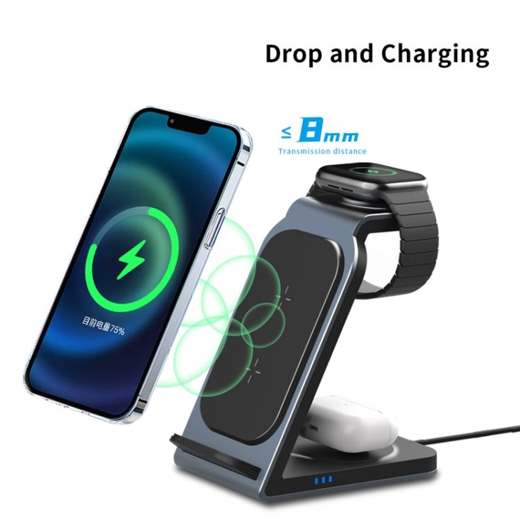 SW17 3 in 1 Metal Vertical Wireless Charger(Silver) - Wireless Charger by buy2fix | Online Shopping UK | buy2fix