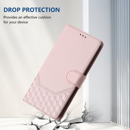 For Boost Mobile Celero 5G 2024 Honeycomb Embossing RFID Leather Phone Case(Pink) - More Brand by buy2fix | Online Shopping UK | buy2fix