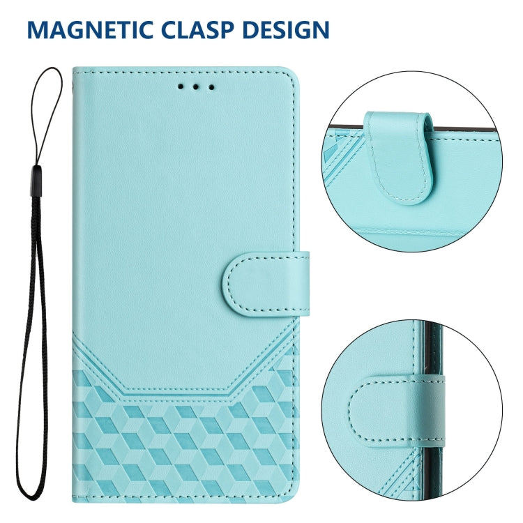 For Boost Mobile Celero 5G+ 2024 Honeycomb Embossing RFID Leather Phone Case(Mint Green) - More Brand by buy2fix | Online Shopping UK | buy2fix