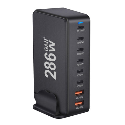 YMX-986 286W 6Type-C, 3USB 8-Ports Desktop Fast Charger, Plug Type:AU Plug(Black) - Multifunction Charger by buy2fix | Online Shopping UK | buy2fix