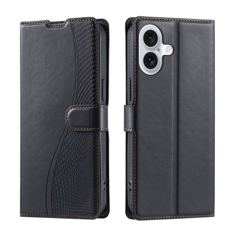 For iPhone 16 Plus Voltage Ultra-thin Dot Leather Phone Case(Black) - iPhone 16 Plus Cases by buy2fix | Online Shopping UK | buy2fix