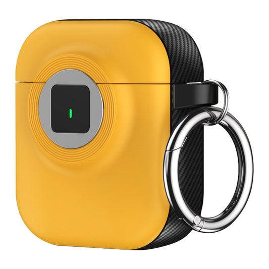 For AirPods 1 / 2 Camera Series PC + TPU Headset Shockproof Carbon Fibre Case(Yellow) - For AirPods 1/2 by buy2fix | Online Shopping UK | buy2fix