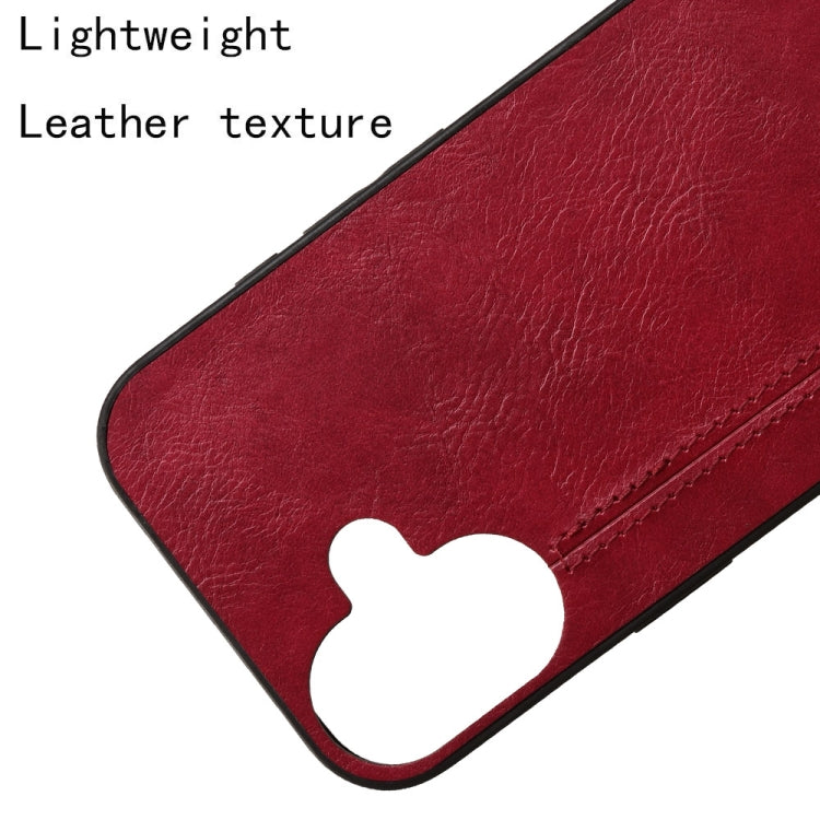 For iPhone 16 Cow Pattern Sewing Card Bag Phone Case(Red) - iPhone 16 Cases by buy2fix | Online Shopping UK | buy2fix