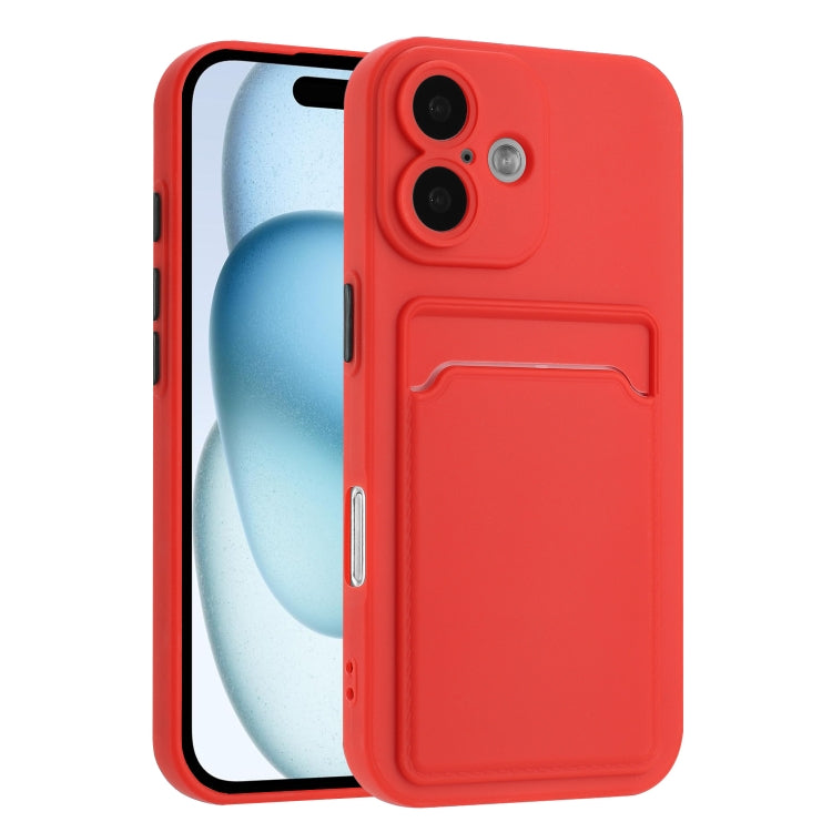 For iPhone 16 Plus Skin Feel Card Contrast Color Button TPU Phone Case(Red) - iPhone 16 Plus Cases by buy2fix | Online Shopping UK | buy2fix