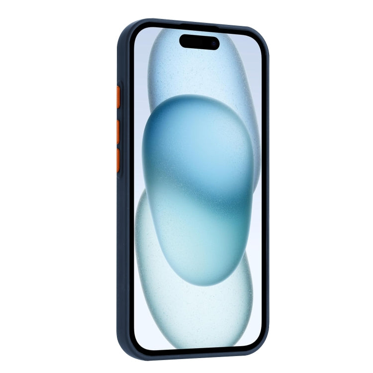 For iPhone 16 Pro Skin Feel Card Contrast Color Button TPU Phone Case(Dark Blue) - iPhone 16 Pro Cases by buy2fix | Online Shopping UK | buy2fix