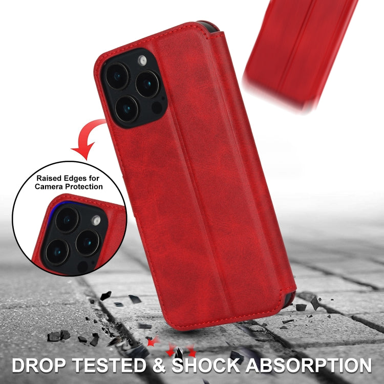 For iPhone 16 Pro Max Shockproof PU + TPU Leather Phone Case(Red) - iPhone 16 Pro Max Cases by buy2fix | Online Shopping UK | buy2fix