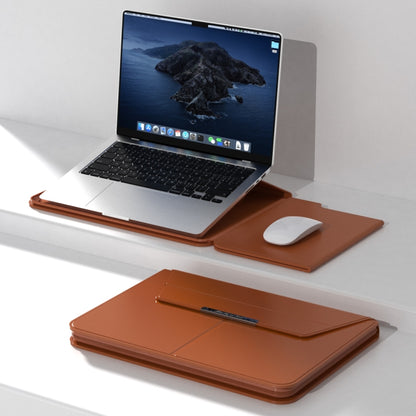 Multifunctional Laptop PU Magnetic Stand Split Liner Bag with Mouse Pad Function, Size:15 inch(Brown) - 15 inch by buy2fix | Online Shopping UK | buy2fix