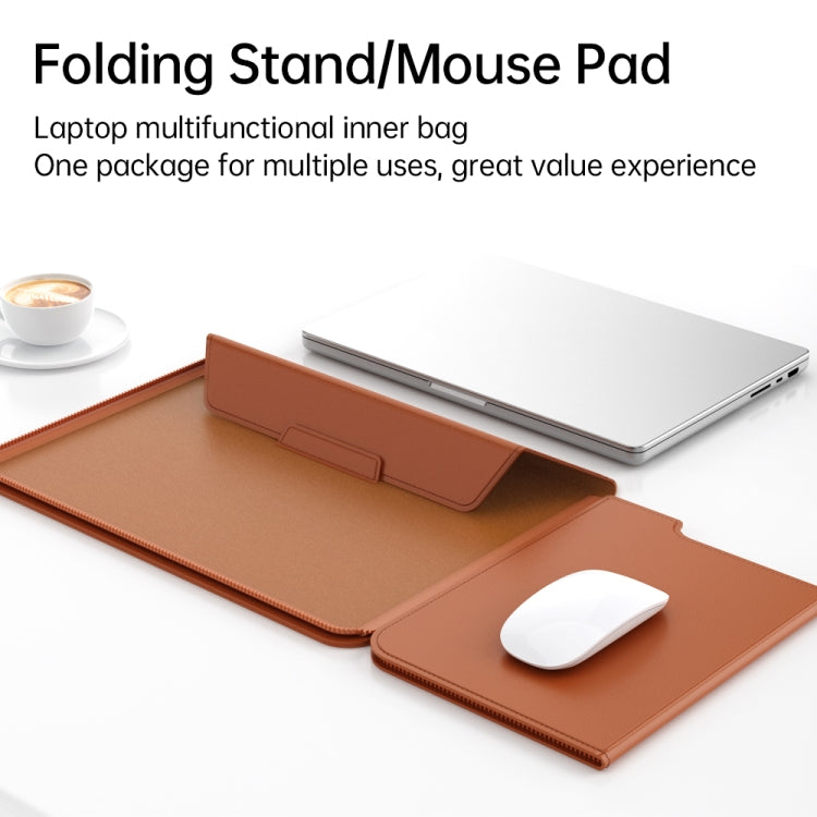 Multifunctional Laptop PU Magnetic Stand Split Liner Bag with Mouse Pad Function, Size:15 inch(Black) - 15 inch by buy2fix | Online Shopping UK | buy2fix