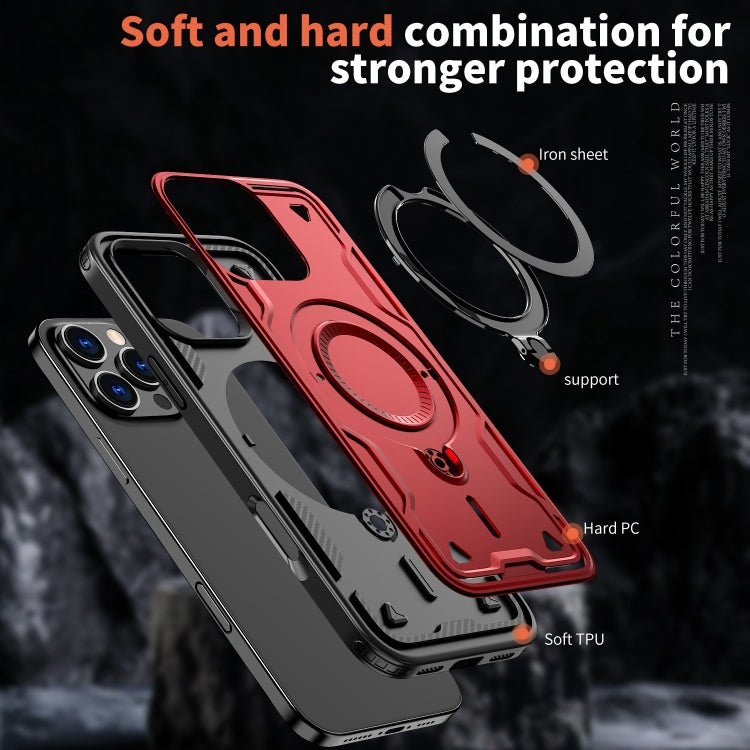 For iPhone 16 Pro Max PC Hybrid TPU Armor MagSafe Holder Phone Case(Red) - iPhone 16 Pro Max Cases by buy2fix | Online Shopping UK | buy2fix