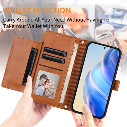 For iPhone 16 Pro Max Multi-Card Slots Zipper Wallet Leather Phone Case(Brown) - iPhone 16 Pro Max Cases by buy2fix | Online Shopping UK | buy2fix