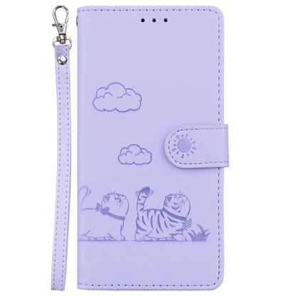 For Redmi K70 / K70 Pro Cute Cats RFID Leather Phone Case(Purple) - K70 Cases by buy2fix | Online Shopping UK | buy2fix