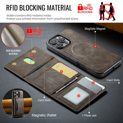 For iPhone 16 Pro DG.MING MAGKING-K2 Series MagSafe RFID Card Bag Detachable Phone Case(Coffee) - iPhone 16 Pro Cases by DG.MING | Online Shopping UK | buy2fix