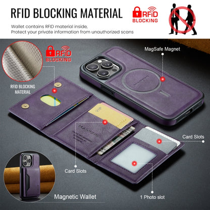 For iPhone 14 Pro DG.MING MAGKING-K2 Series MagSafe RFID Card Bag Detachable Phone Case(Purple) - iPhone 14 Pro Cases by DG.MING | Online Shopping UK | buy2fix