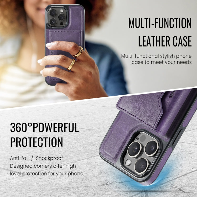 For iPhone 14 Pro DG.MING MAGKING-K2 Series MagSafe RFID Card Bag Detachable Phone Case(Purple) - iPhone 14 Pro Cases by DG.MING | Online Shopping UK | buy2fix