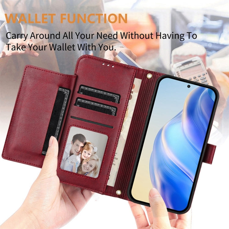 For Motorola Edge 5G 2024 Multi-Card Slots Zipper Wallet Leather Phone Case(Dark Red) - Motorola Cases by buy2fix | Online Shopping UK | buy2fix