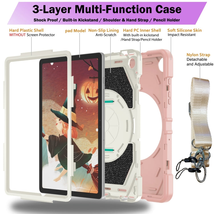 For Samsung Galaxy Tab A9+ Bat Hand Grip Turntable Stand Tablet Case(Pink White) - Galaxy Tab A9+ by buy2fix | Online Shopping UK | buy2fix