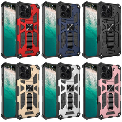 For iPhone 16 Pro Max Armor Shockproof TPU Hybrid PC Magnetic Phone Case with Holder(Black) - iPhone 16 Pro Max Cases by buy2fix | Online Shopping UK | buy2fix