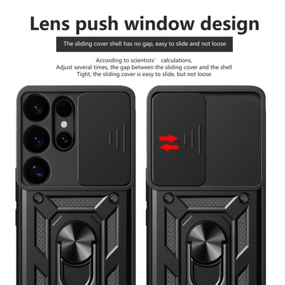 For Samsung Galaxy S25 Ultra 5G Sliding Camera Cover Design TPU+PC Phone Case(Black) - Galaxy S25 Ultra 5G Cases by buy2fix | Online Shopping UK | buy2fix