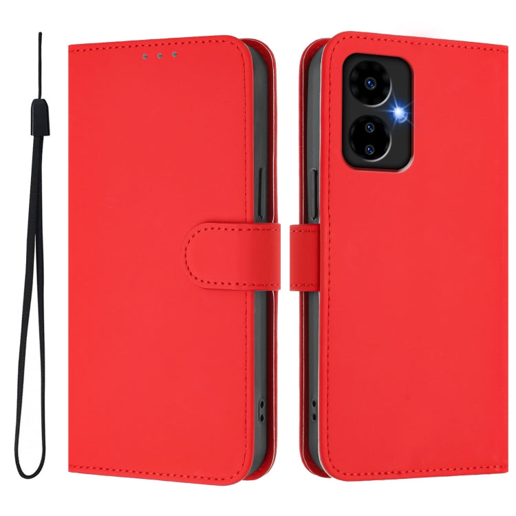 For Boost MobIle Celero 5G 2024 / 3 5G Skin Feel Solid Color Leather Phone Case with Lanyard(Red) - More Brand by buy2fix | Online Shopping UK | buy2fix