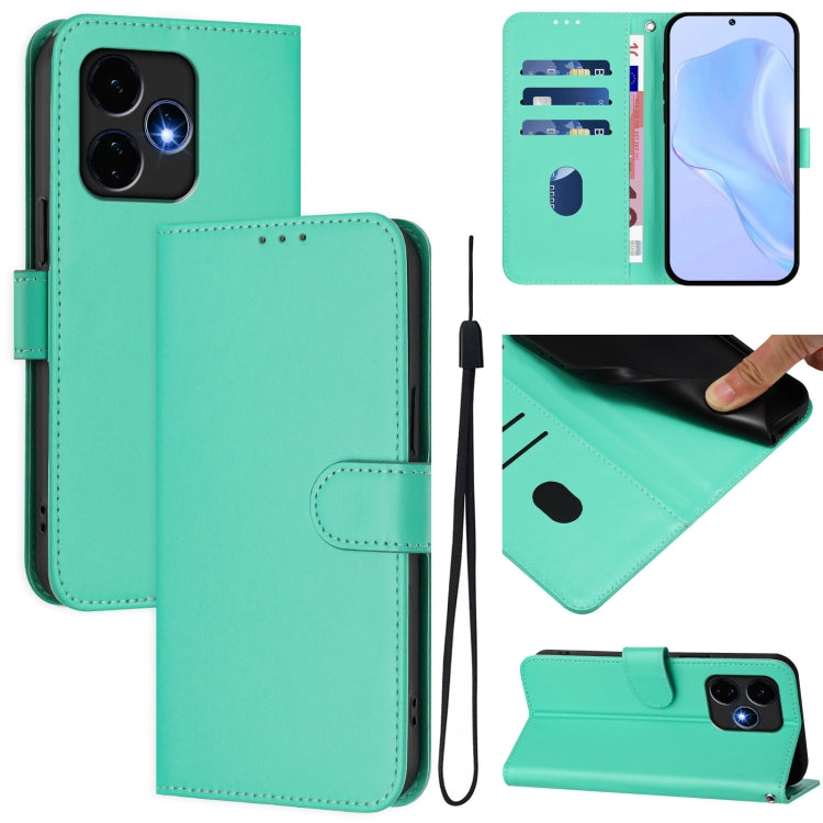 For Boost MobIle Celero 5G+ 2024 / 3+ 5G Skin Feel Solid Color Leather Phone Case with Lanyard(Green) - More Brand by buy2fix | Online Shopping UK | buy2fix