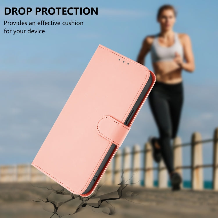 For iPhone 16 Plus Skin Feel Solid Color Leather Phone Case with Lanyard(Pink) - iPhone 16 Plus Cases by buy2fix | Online Shopping UK | buy2fix