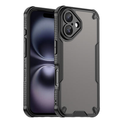 For iPhone 16 Armor Glaze PC Hybrid TPU Phone Case(Black) - iPhone 16 Cases by buy2fix | Online Shopping UK | buy2fix