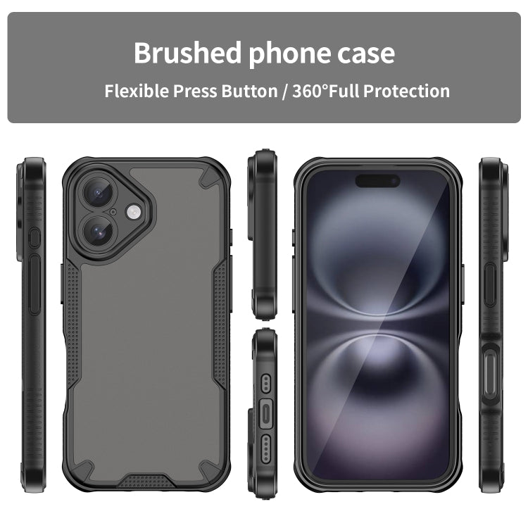 For iPhone 16 Armor Glaze PC Hybrid TPU Phone Case(Black) - iPhone 16 Cases by buy2fix | Online Shopping UK | buy2fix