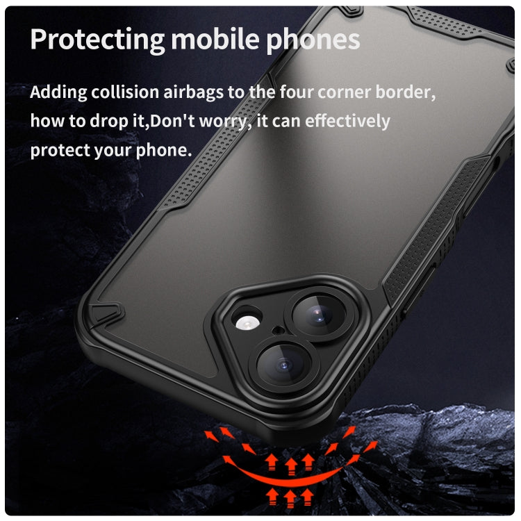 For iPhone 16 Armor Glaze PC Hybrid TPU Phone Case(Black) - iPhone 16 Cases by buy2fix | Online Shopping UK | buy2fix