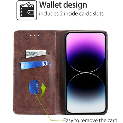 For iPhone 16 Pro Cow Texture Magnetic Leather Phone Case(Dark Brown) - iPhone 16 Pro Cases by buy2fix | Online Shopping UK | buy2fix