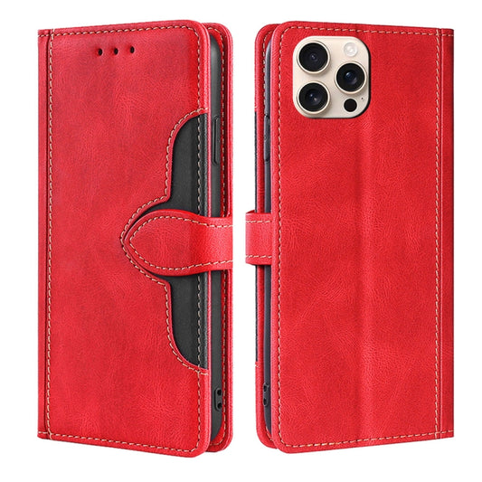 For iPhone 16 Pro Max Skin Feel Magnetic Buckle Leather Phone Case(Red) - iPhone 16 Pro Max Cases by buy2fix | Online Shopping UK | buy2fix